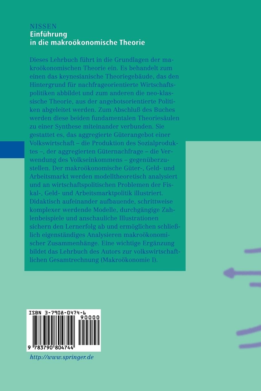 Rückseite: 9783790804744 | Einführung in die makroökonomische Theorie | Hans-Peter Nissen | Buch