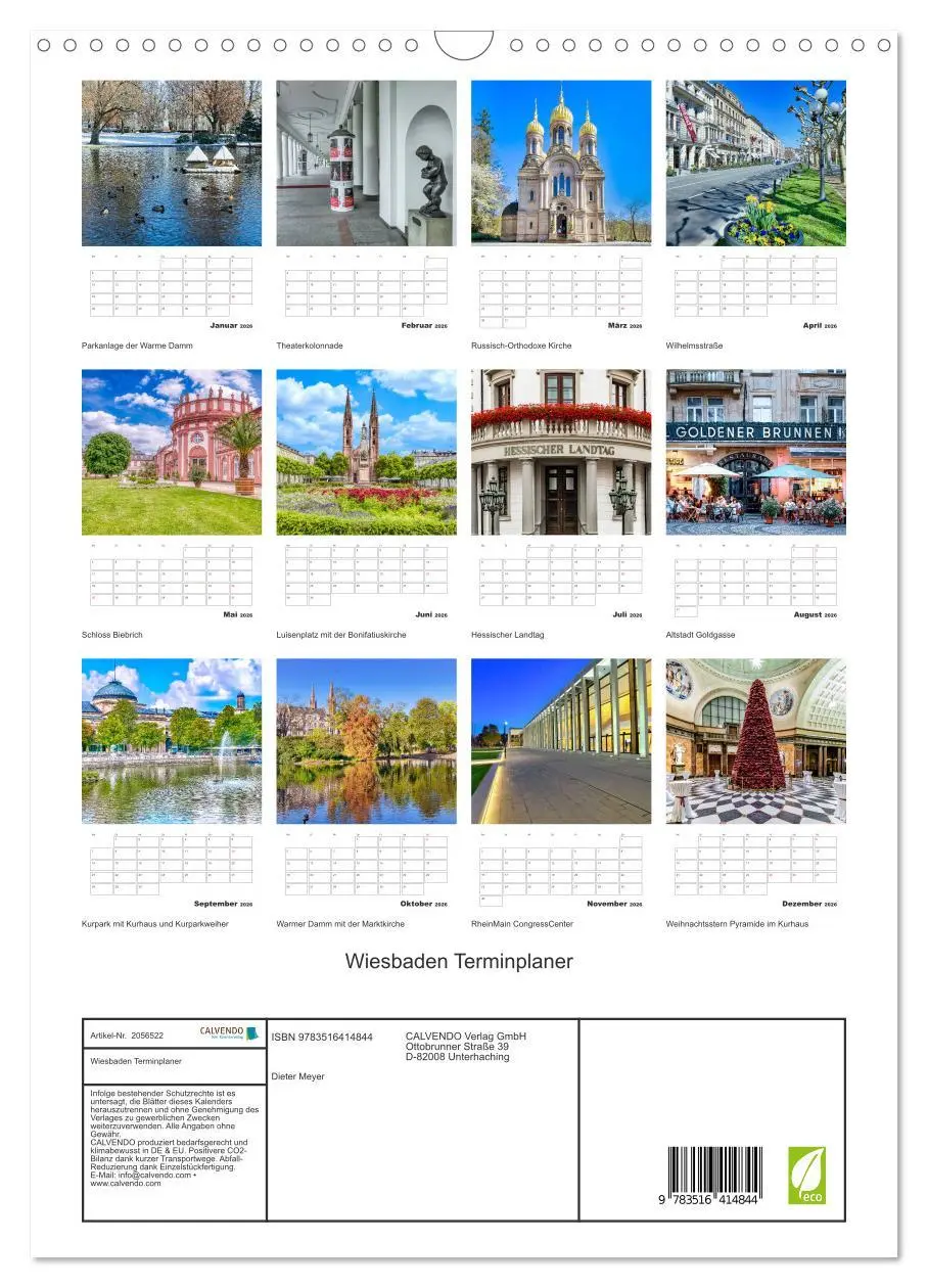 Bild: 9783516414844 | Wiesbaden Terminplaner (Wandkalender 2026 DIN A3 hoch), CALVENDO...