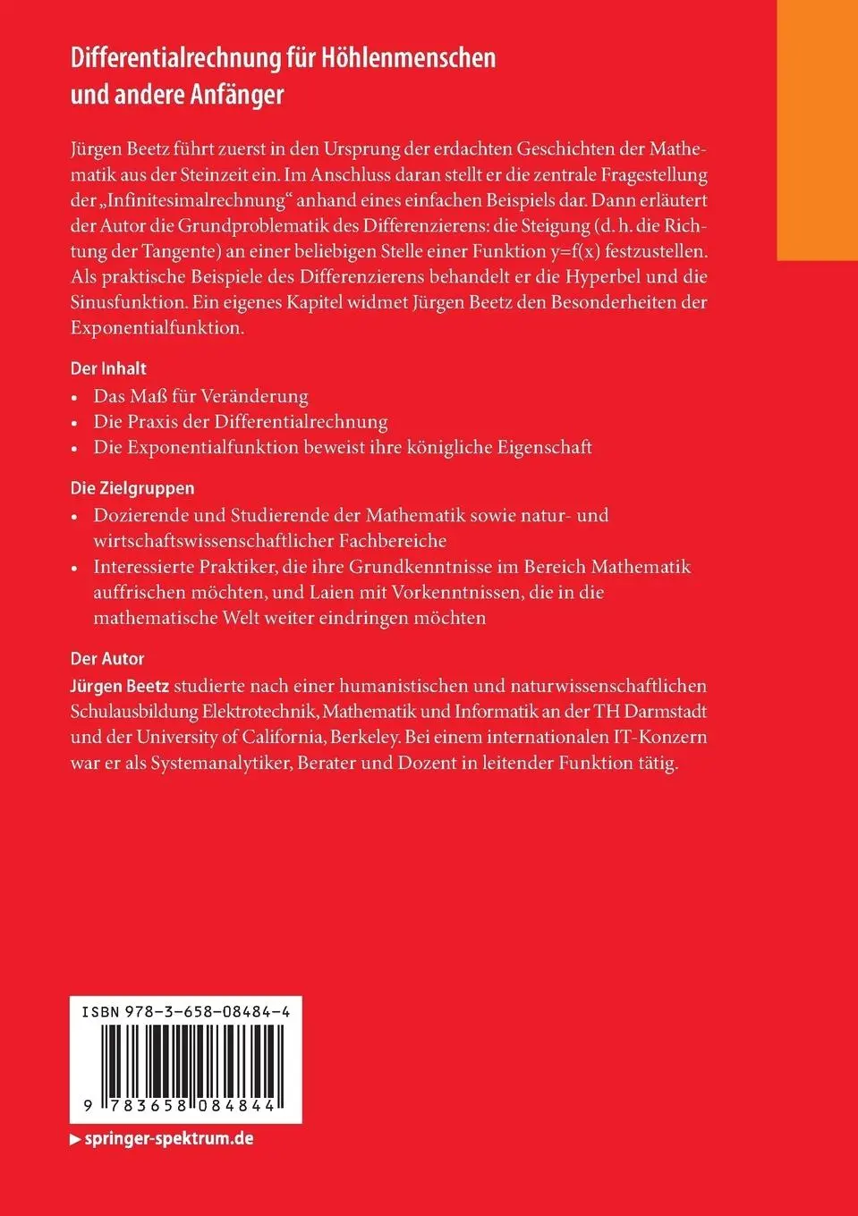 Rückseite: 9783658084844 | Differentialrechnung für Höhlenmenschen und andere Anfänger | Beetz