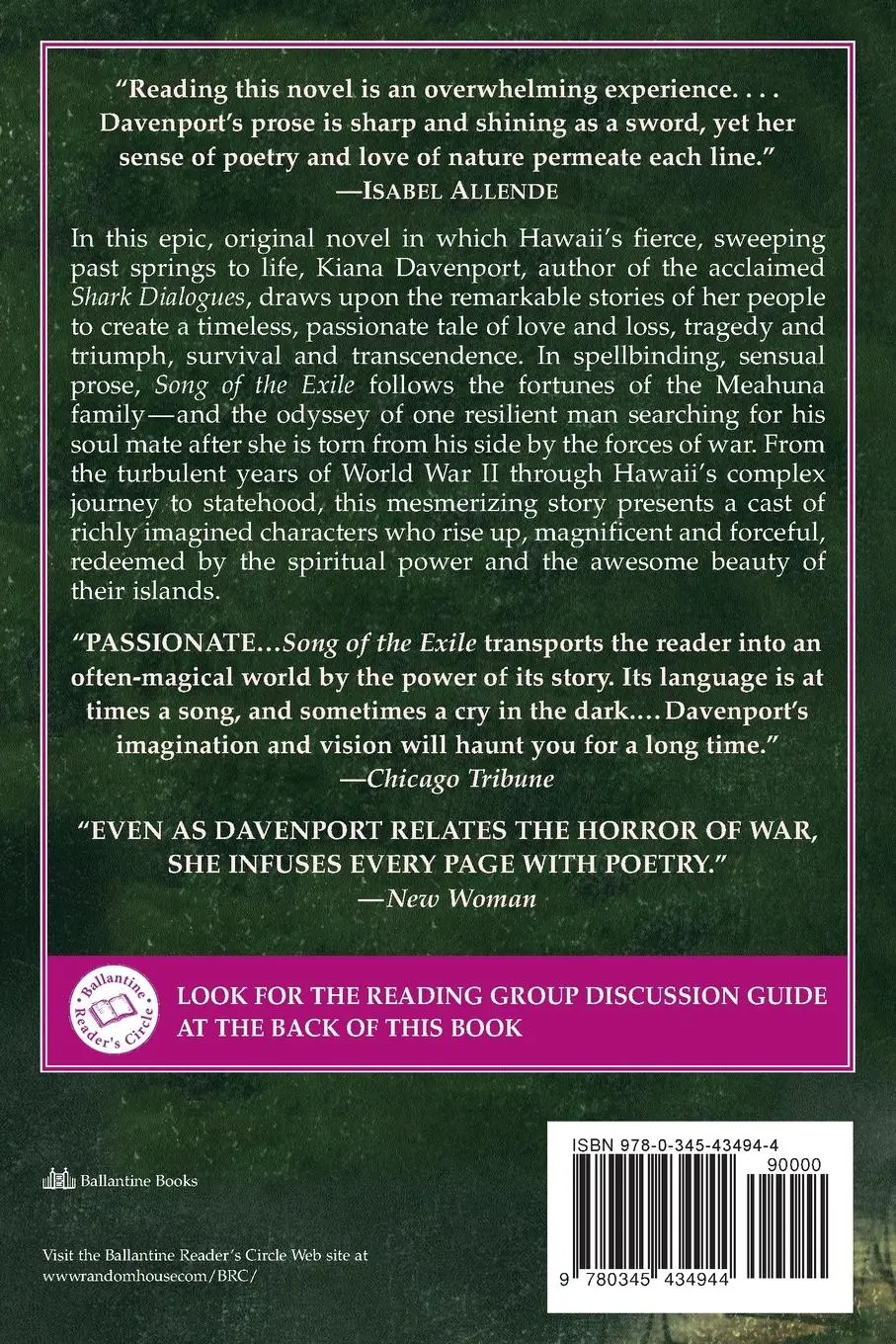 Rückseite: 9780345434944 | Song of the Exile | Kiana Davenport | Taschenbuch | Englisch | 2000