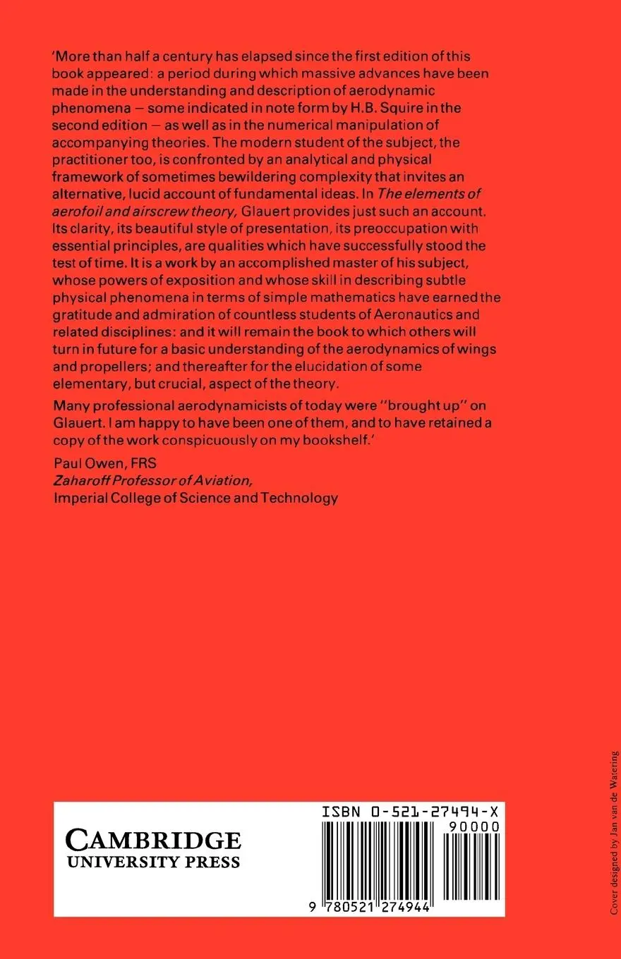 Rückseite: 9780521274944 | The Elements of Aerofoil and Airscrew Theory | H. Glauert | Buch