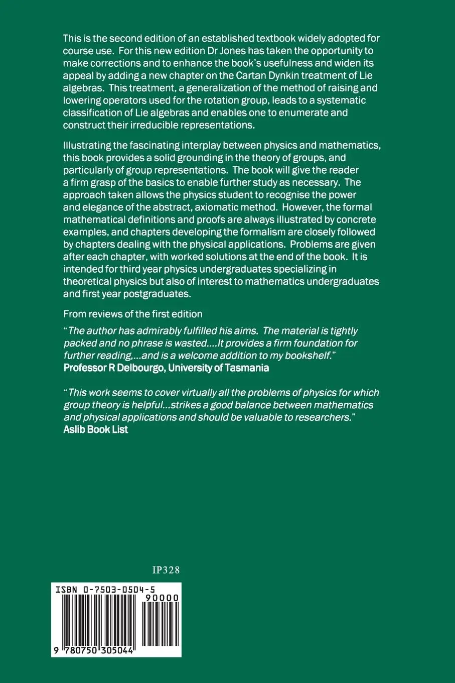 Rückseite: 9780750305044 | Groups, Representations and Physics | H. F Jones | Taschenbuch | 1998