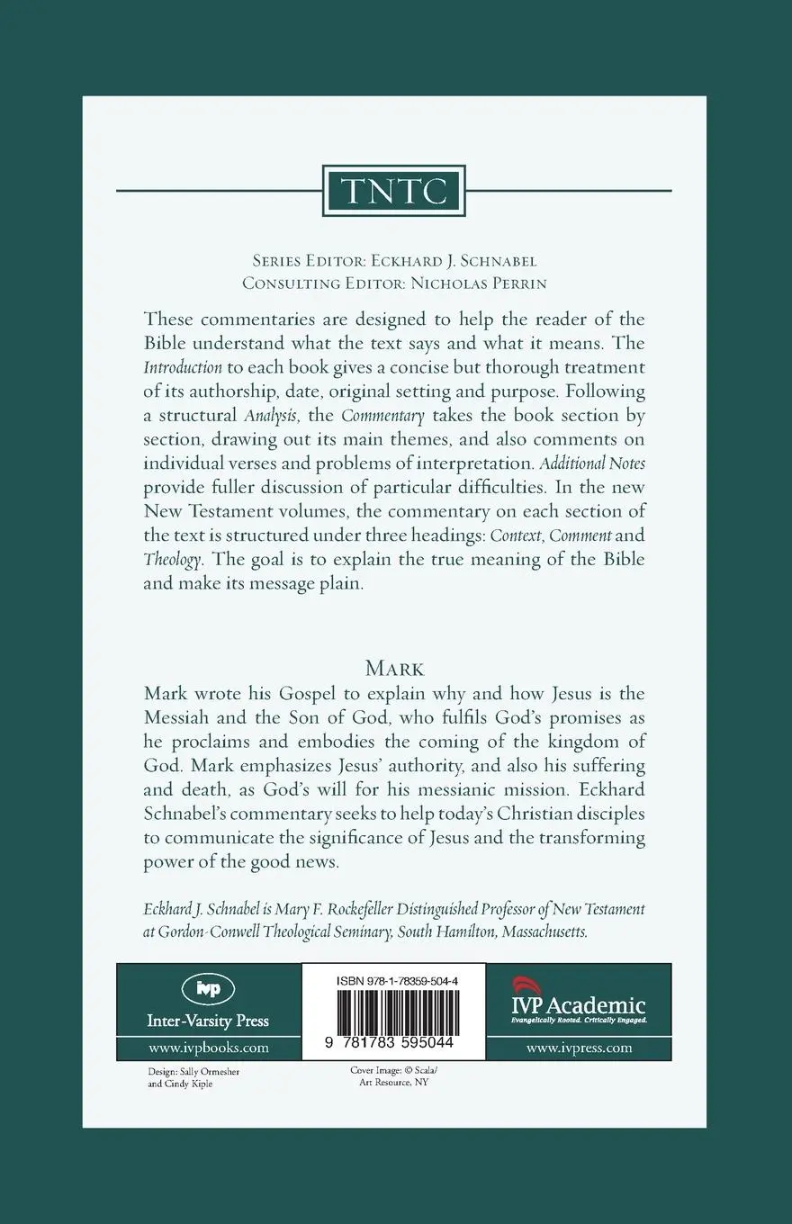 Rückseite: 9781783595044 | Mark | An Introduction And Commentary | Eckhard Schnabel | Taschenbuch