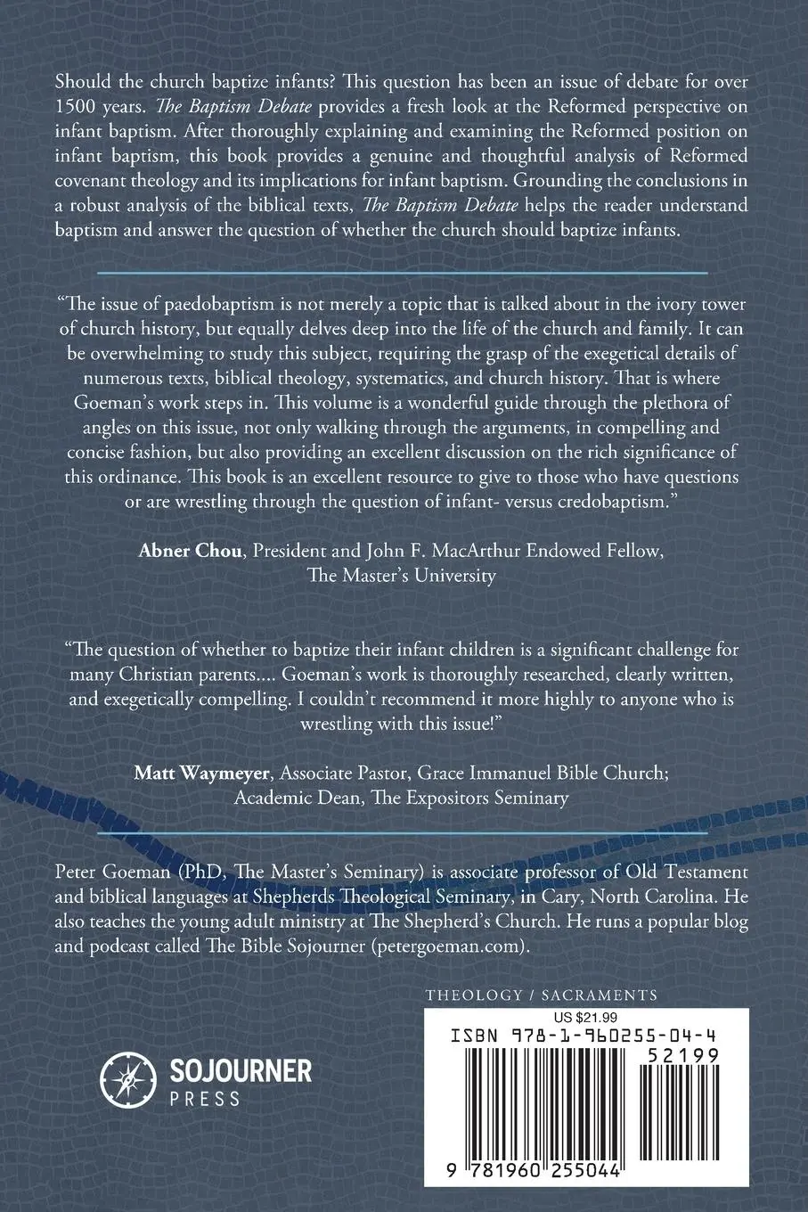 Rückseite: 9781960255044 | The Baptism Debate | Peter Goeman (u. a.) | Taschenbuch | Englisch