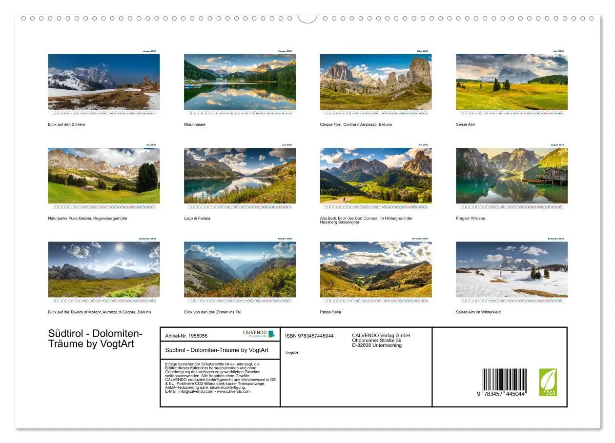 Bild: 9783457445044 | Südtirol - Dolomiten-Träume by VogtArt (hochwertiger Premium...