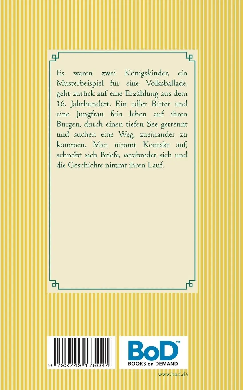 Rückseite: 9783743175044 | Es waren zwei Königskinder | Theodor Storm | Taschenbuch | 52 S.