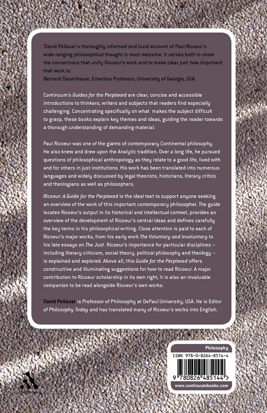 Rückseite: 9780826485144 | Ricoeur | A Guide for the Perplexed | David Pellauer | Taschenbuch
