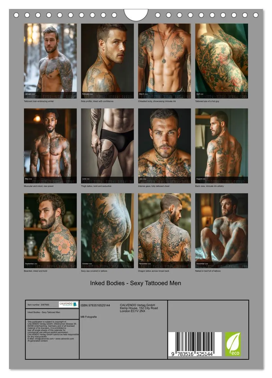 Bild: 9783516525144 | Inked Bodies - Sexy Tattooed Men (Wall Calendar 2026 DIN A4...