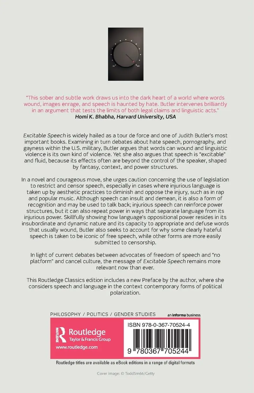 Rückseite: 9780367705244 | Excitable Speech | A Politics of the Performative | Judith Butler