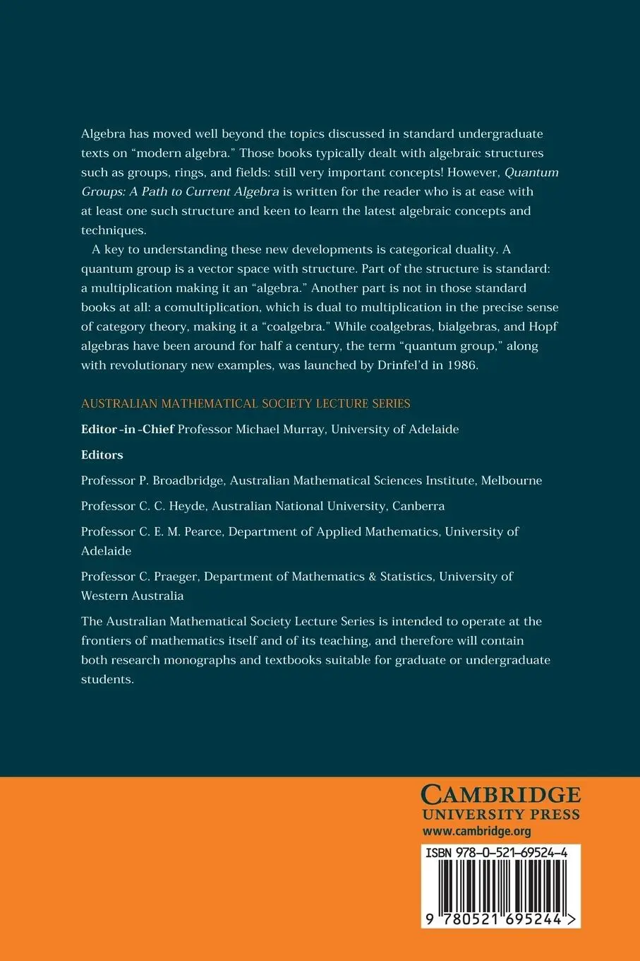 Rückseite: 9780521695244 | Quantum Groups | A Path to Current Algebra | Ross Street | Taschenbuch