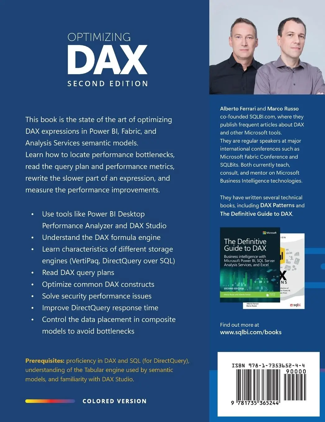 Rückseite: 9781735365244 | Optimizing DAX | Alberto Ferrari (u. a.) | Buch | Englisch | 2024