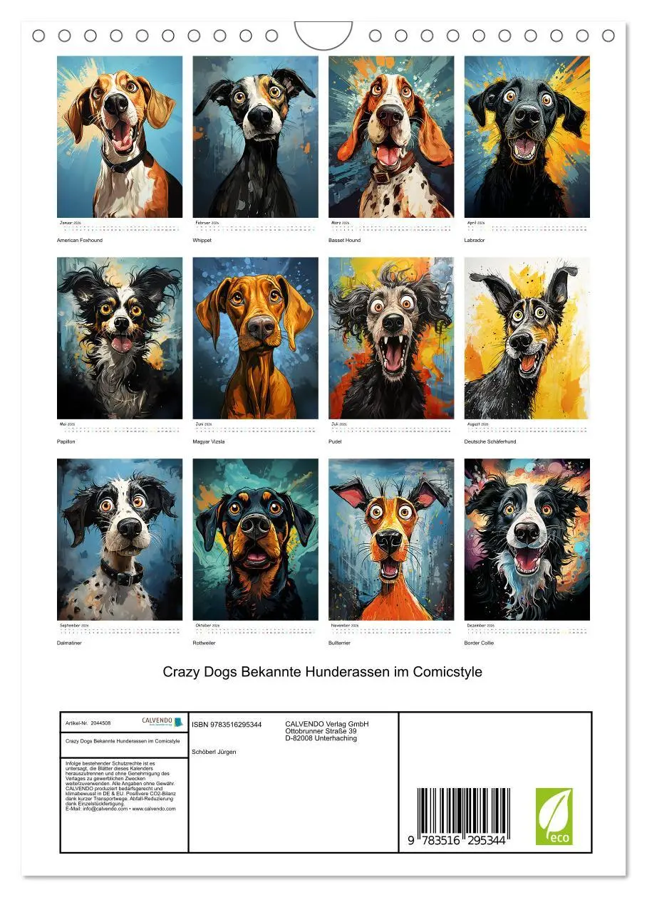 Bild: 9783516295344 | Crazy Dogs Bekannte Hunderassen im Comicstyle (Wandkalender 2026...