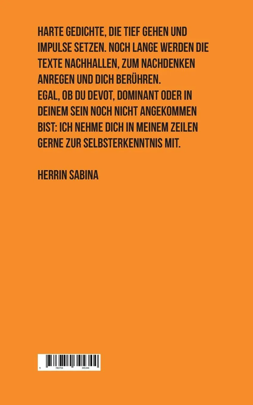 Rückseite: 9783754345344 | Dominante Impulsgedichte | Machtfertig | Herrin Sabina | Taschenbuch