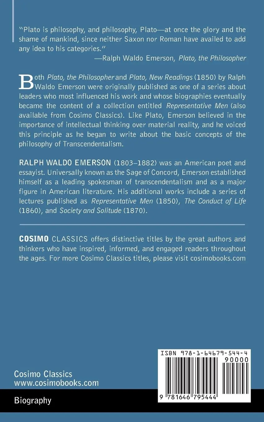 Rückseite: 9781646795444 | Plato | The Philosopher and New Readings | Ralph Waldo Emerson | Buch