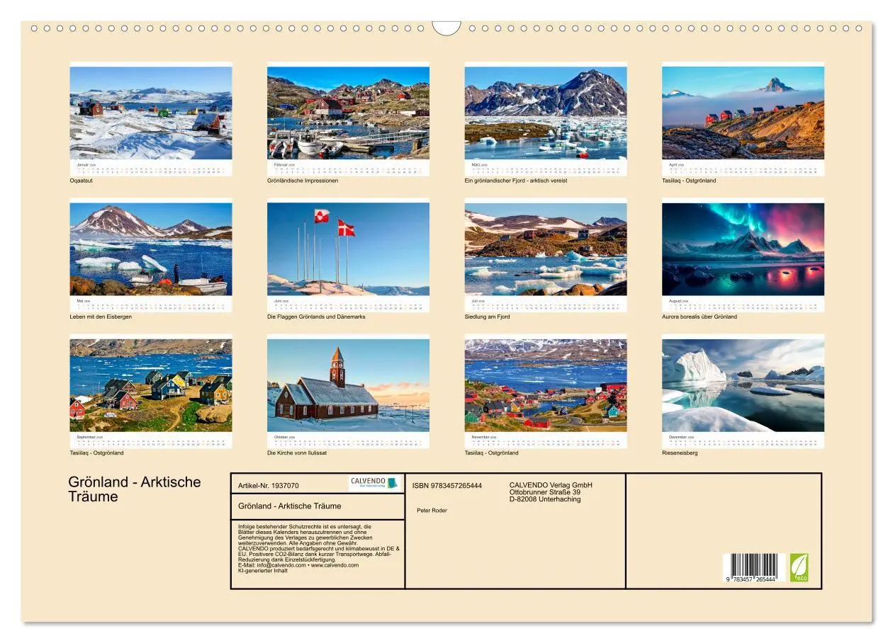 Bild: 9783457265444 | Grönland - Arktische Träume (Wandkalender 2026 DIN A2 quer),...