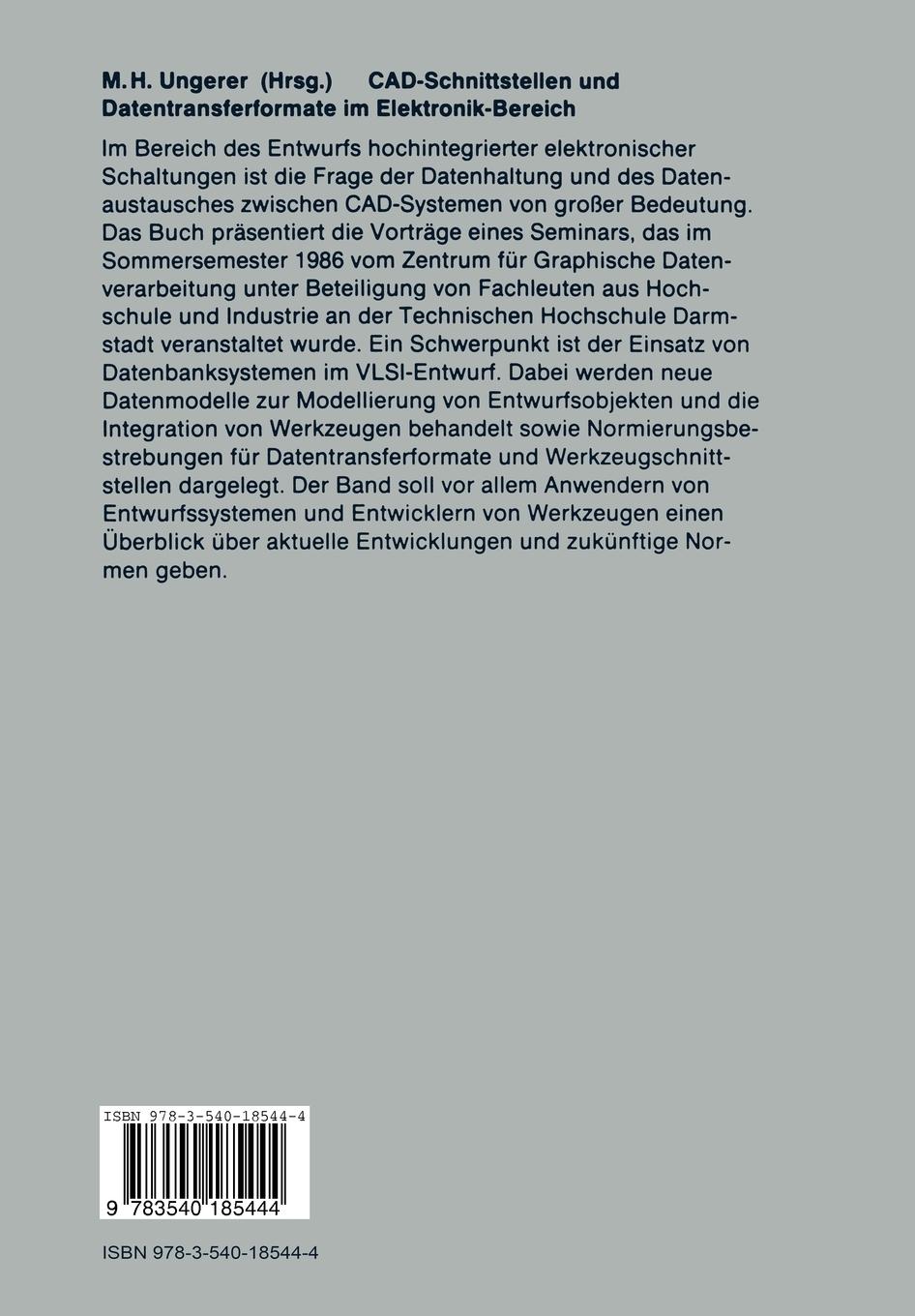 Rückseite: 9783540185444 | CAD-Schnittstellen und Datentransferformate im Elektronik-Bereich
