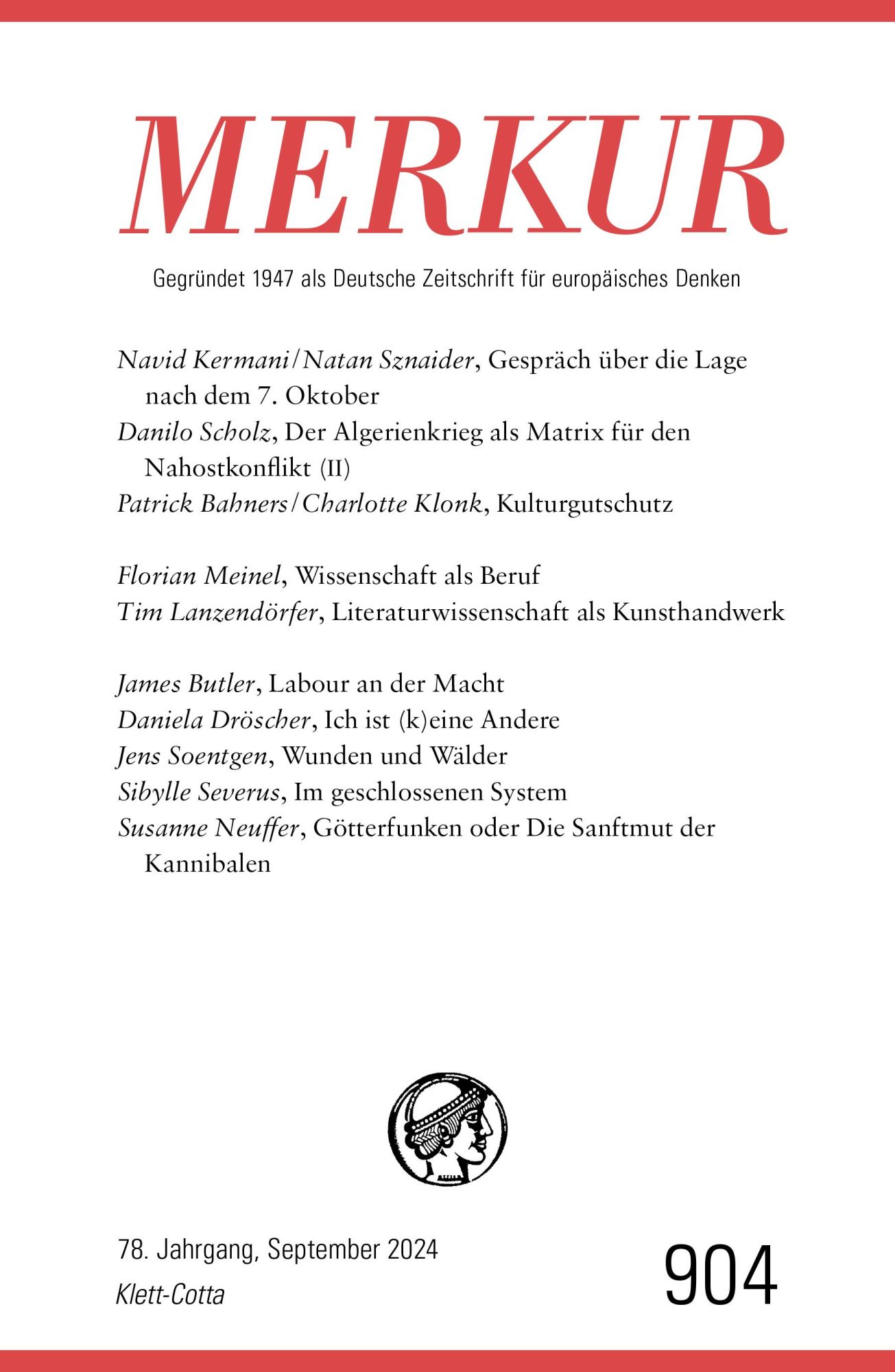 Cover: 9783608975444 | MERKUR 9/2024, Jg.78 | Nr. 904, Heft 09, September 2024 | Taschenbuch