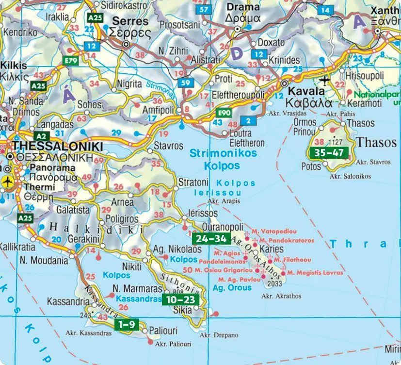 Bild: 9783763315444 | ROTHER Wanderführer Chalkidiki - Thassos. 47 Touren auf Kassandra...