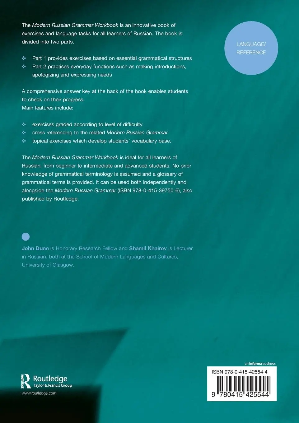 Rückseite: 9780415425544 | Modern Russian Grammar Workbook | John Dunn (u. a.) | Taschenbuch
