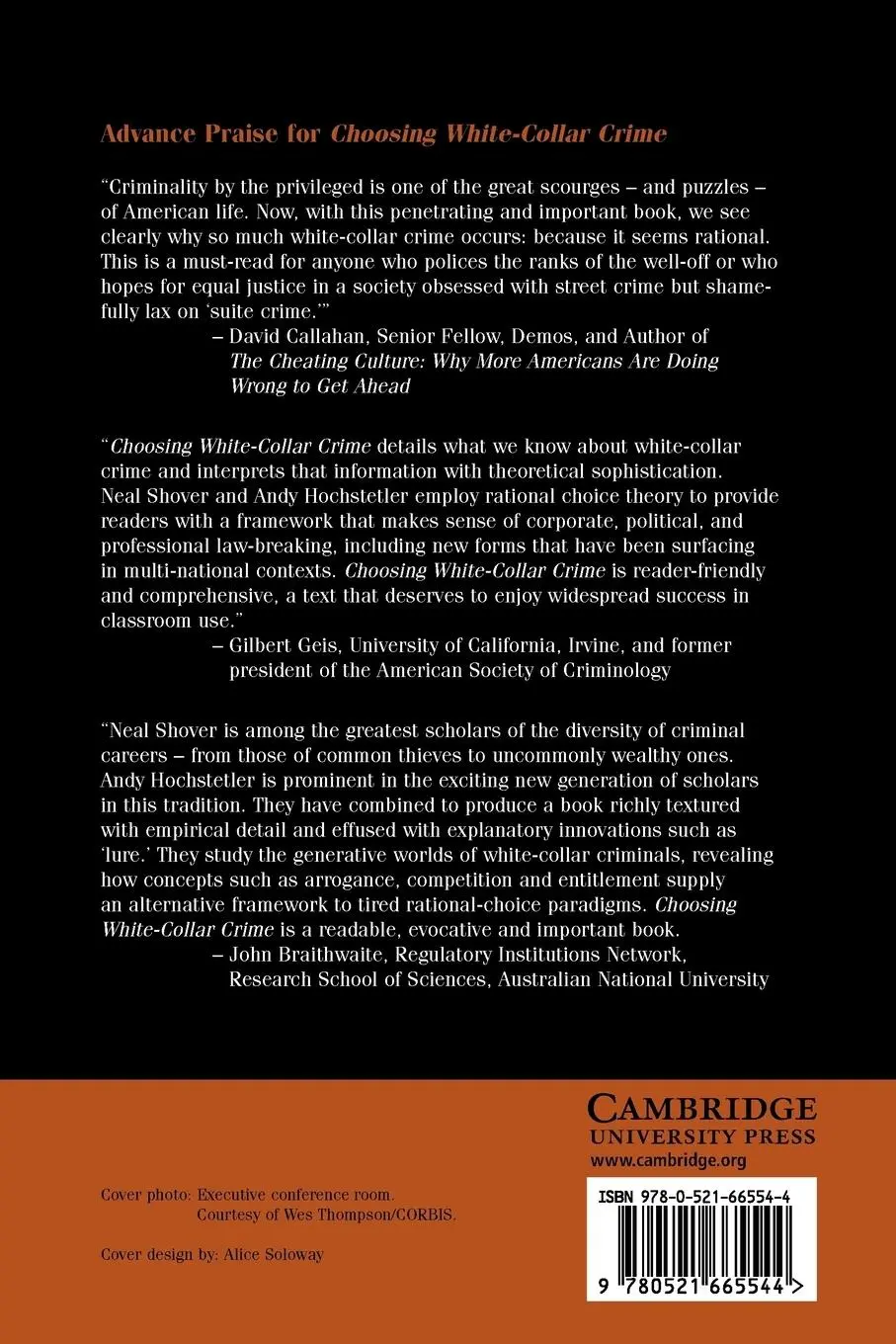 Rückseite: 9780521665544 | Choosing White-Collar Crime | Neal Shover (u. a.) | Taschenbuch | 2005