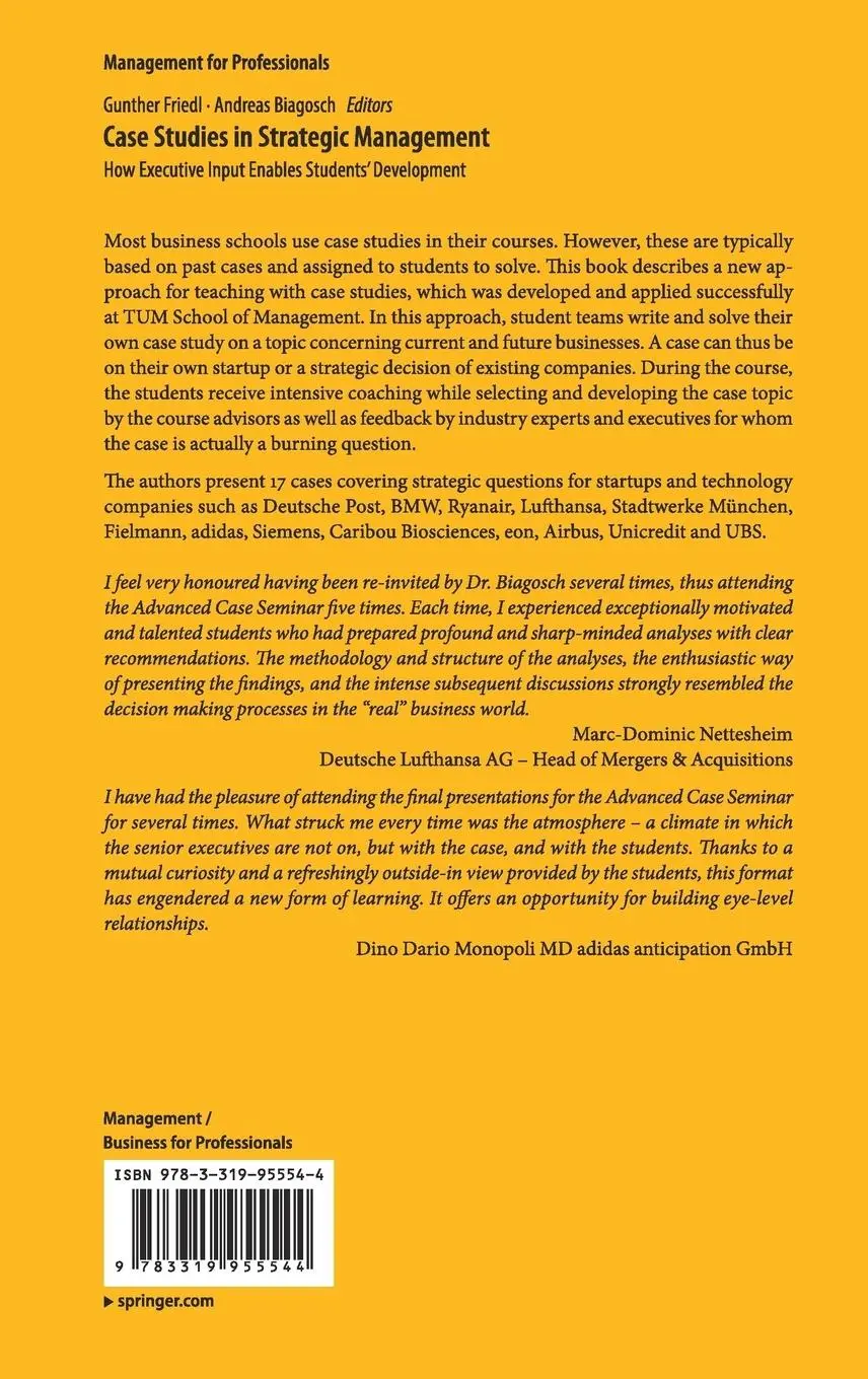 Rückseite: 9783319955544 | Case Studies in Strategic Management | Andreas Biagosch (u. a.) | Buch
