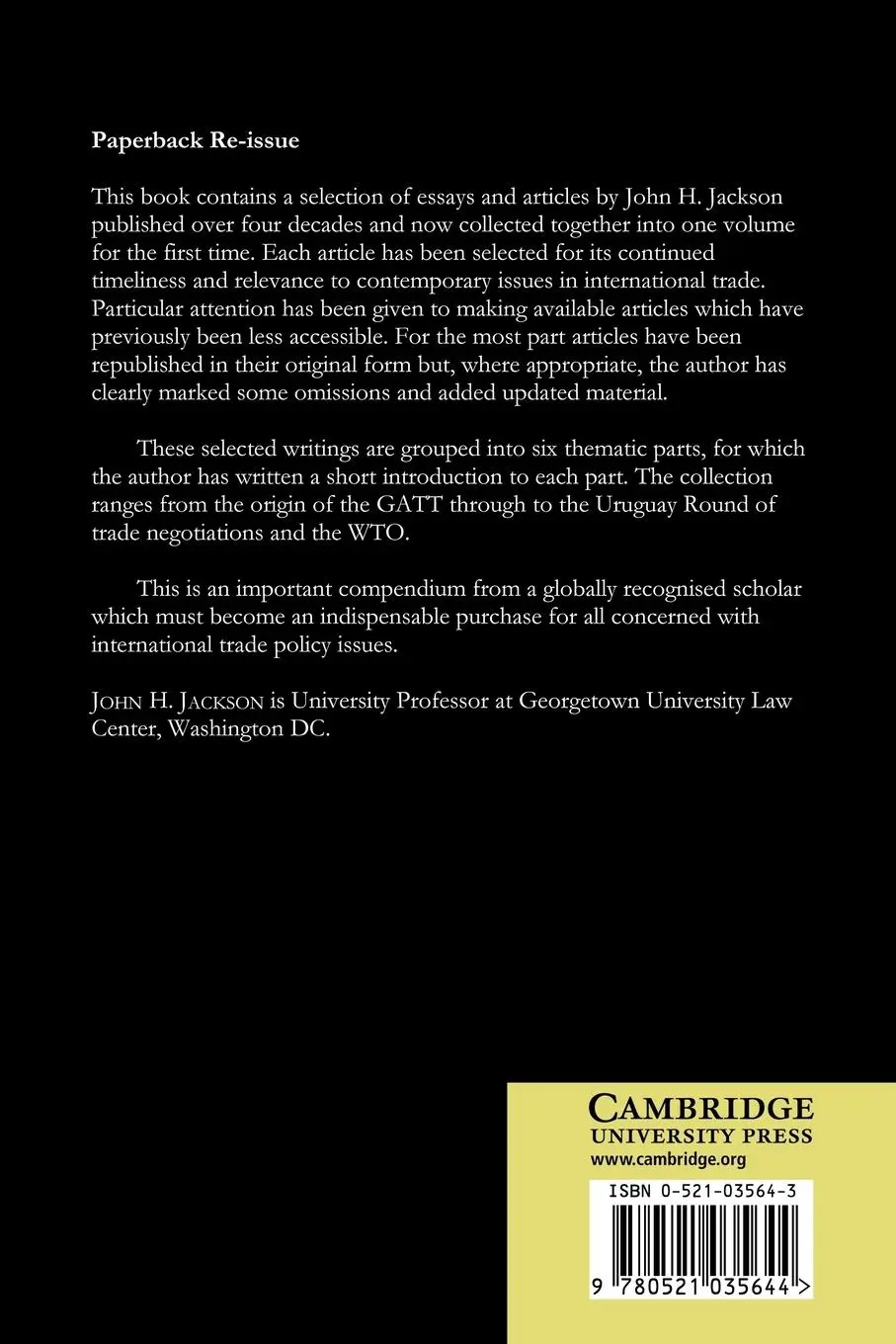 Rückseite: 9780521035644 | The Jurisprudence of GATT and the Wto | John H. Jackson | Taschenbuch