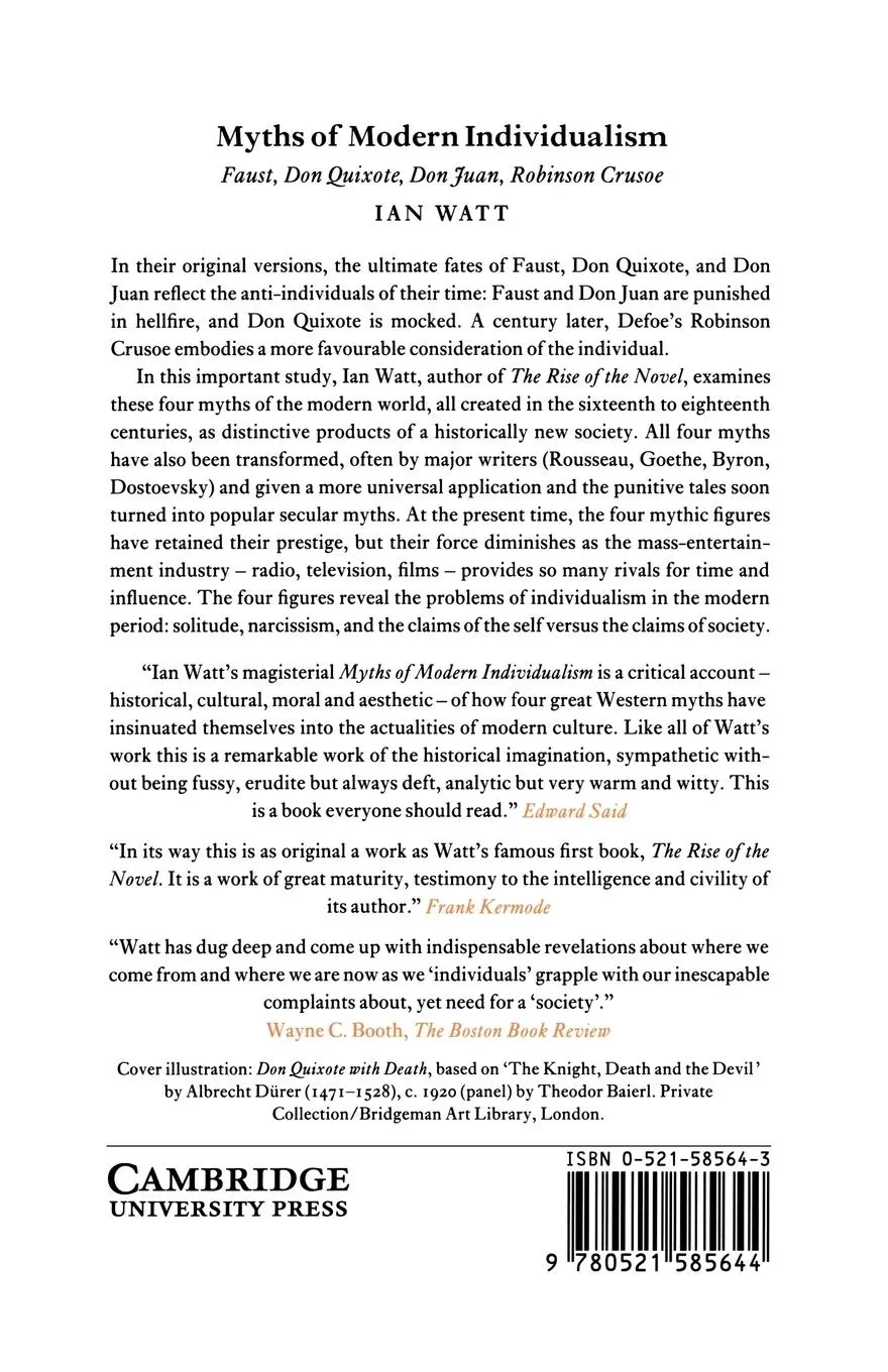 Rückseite: 9780521585644 | Myths of Modern Individualism | Ian Watt | Taschenbuch | Englisch