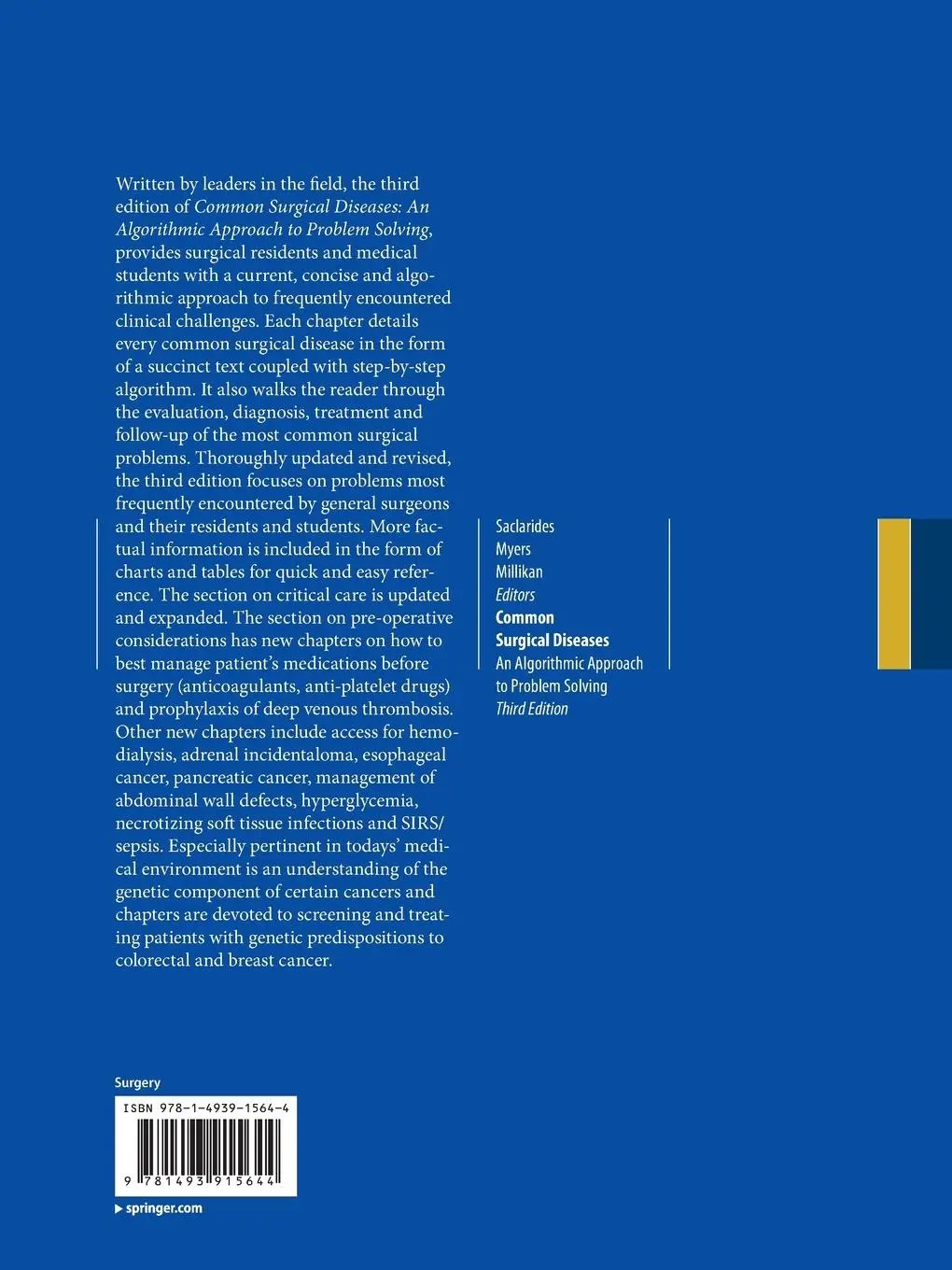 Rückseite: 9781493915644 | Common Surgical Diseases | An Algorithmic Approach to Problem Solving