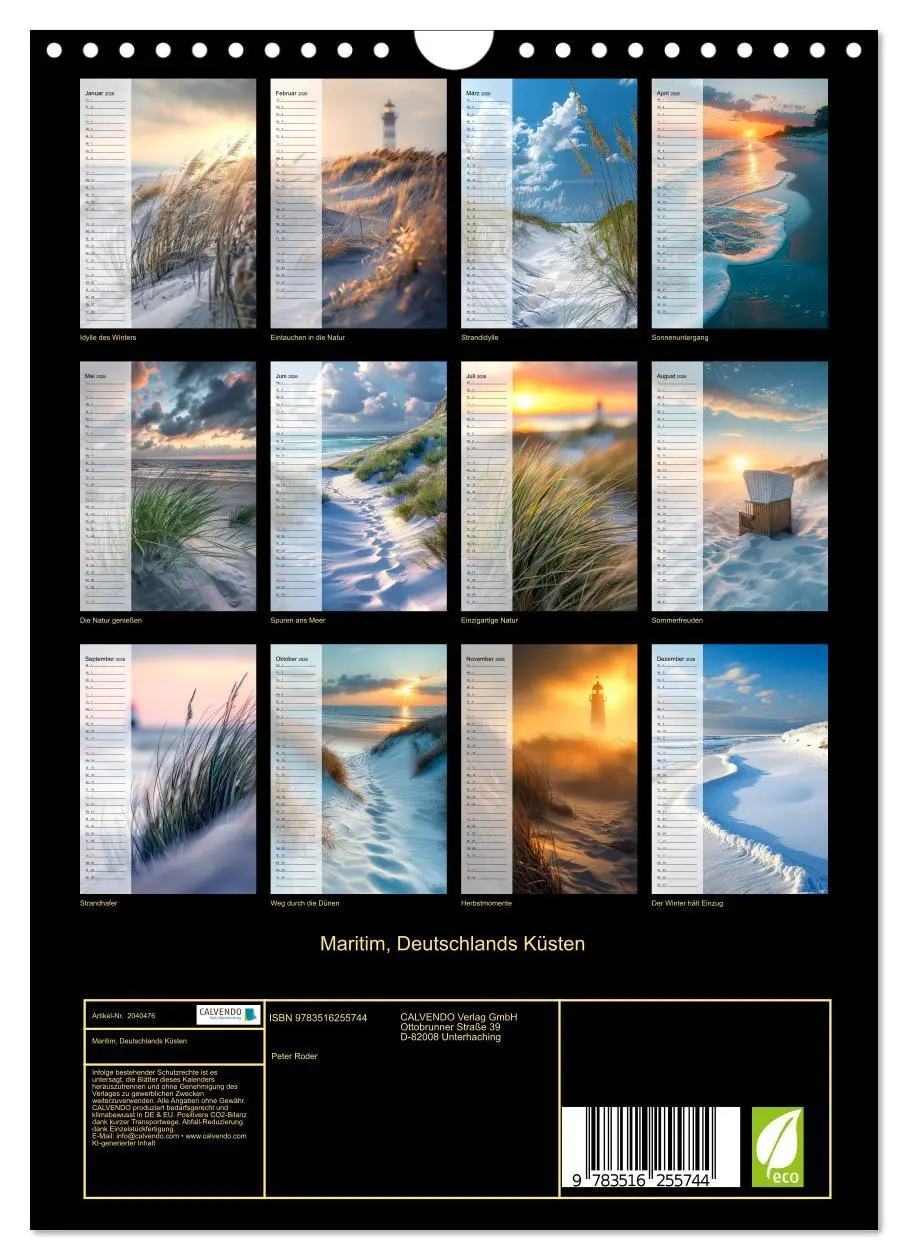 Bild: 9783516255744 | Maritim, Deutschlands Küsten (Wandkalender 2026 DIN A4 hoch),...