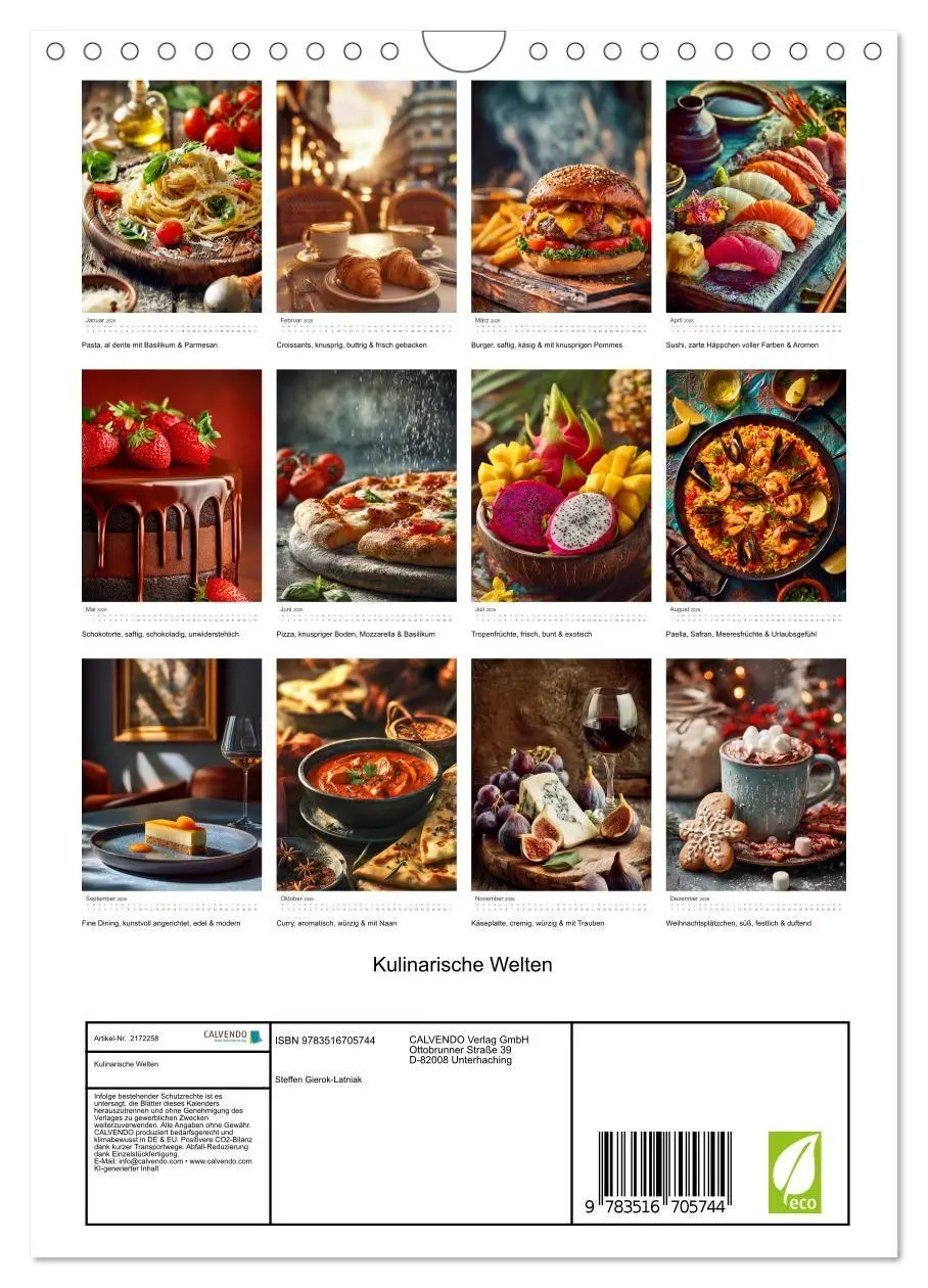 Bild: 9783516705744 | Kulinarische Welten (Wandkalender 2026 DIN A4 hoch), CALVENDO...