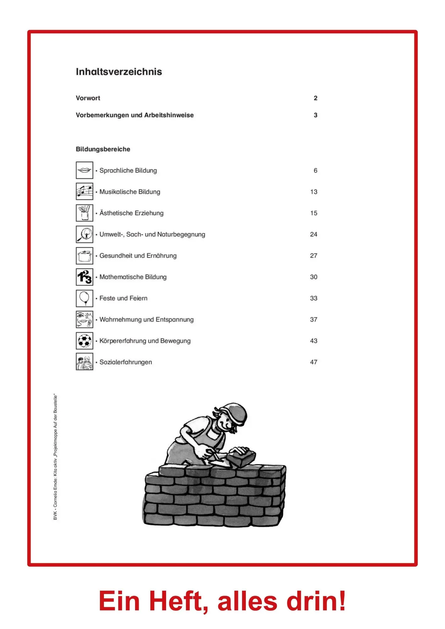 Bild: 9783867405744 | Kita aktiv "Projektmappe Auf der Baustelle" | Cornelia Emde | 48 S.