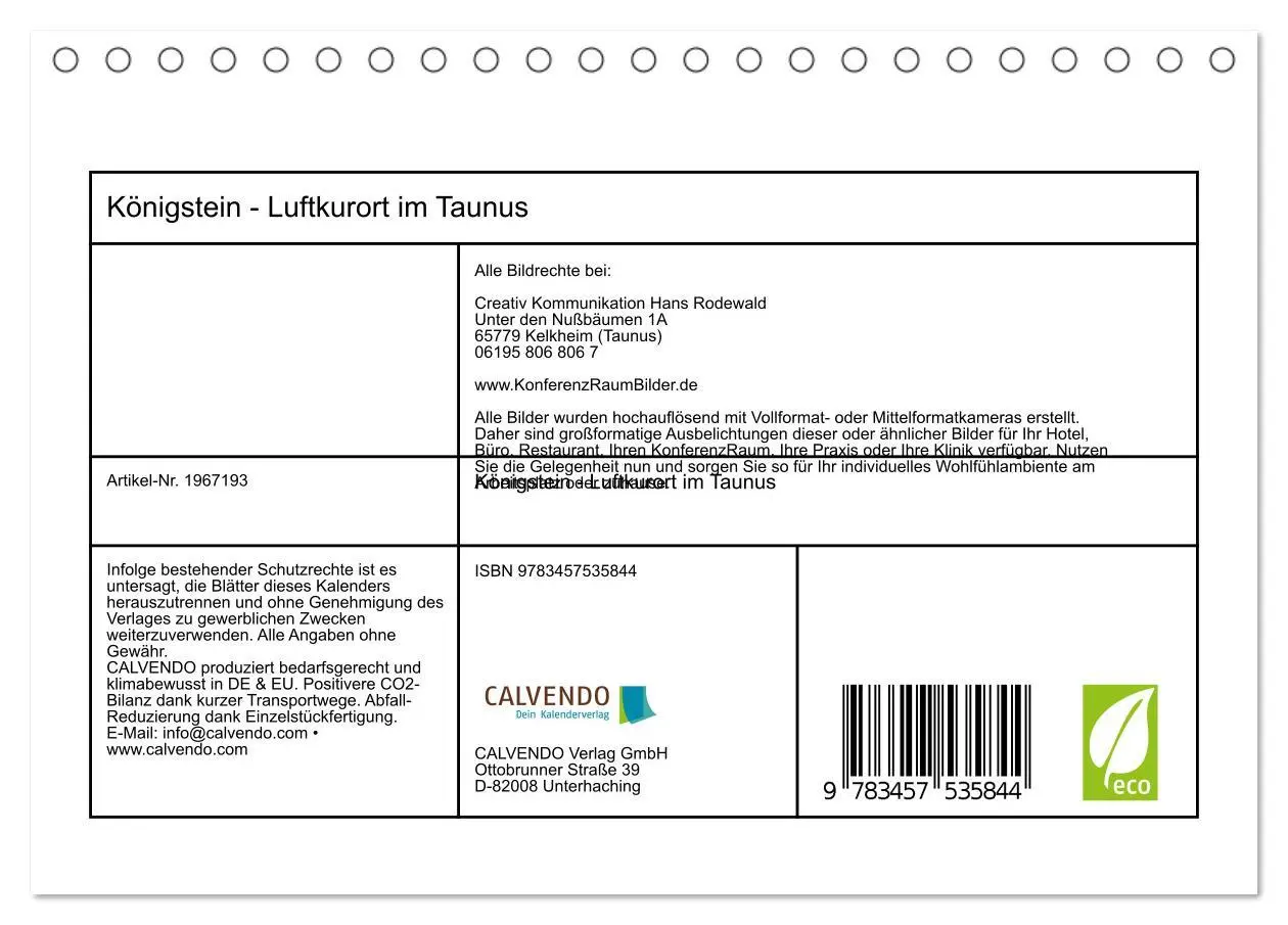 Bild: 9783457535844 | Königstein - Luftkurort im Taunus (Tischkalender 2026 DIN A5 quer),...