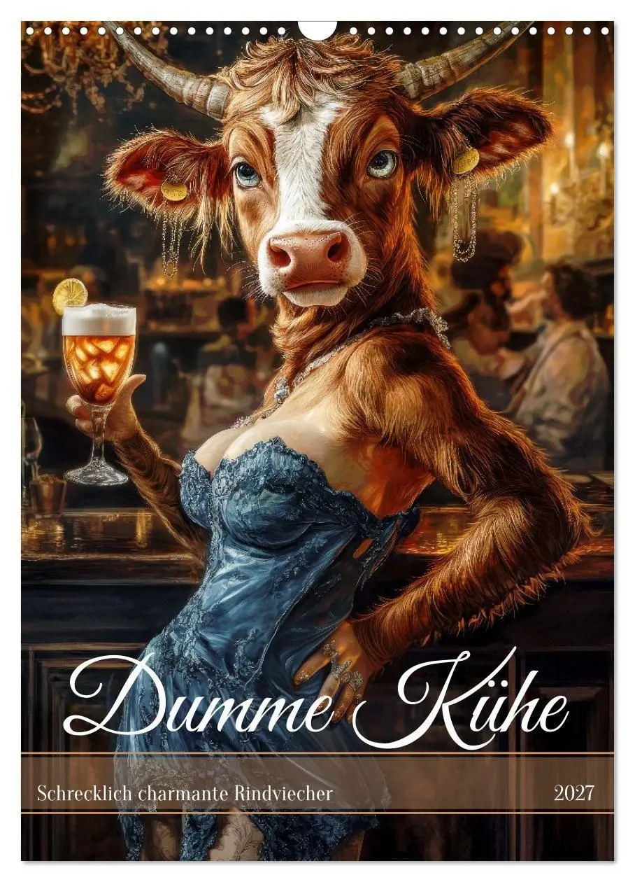 Cover: 9783569025844 | Dumme Kühe - Schrecklich charmante Rindviecher (Wandkalender 2027...