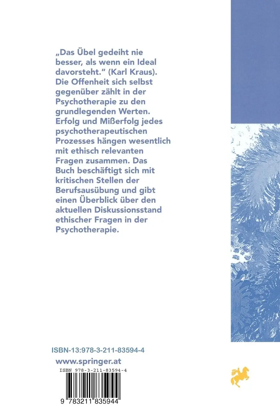 Rückseite: 9783211835944 | Fragen der Ethik in der Psychotherapie | Renate Hutterer-Krisch | Buch