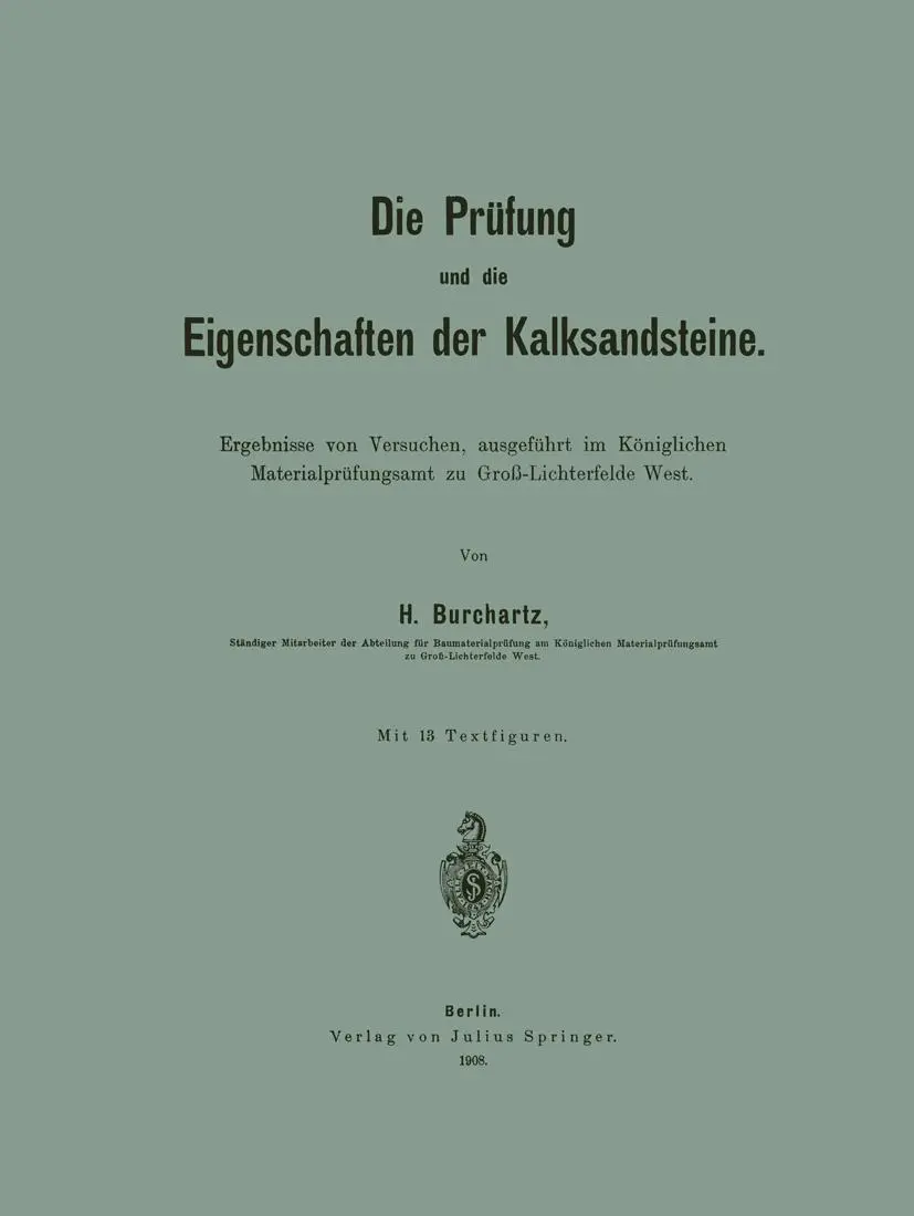 Cover: 9783642895944 | Die Prüfung und die Eigenschaften der Kalksandsteine | H. Burchartz