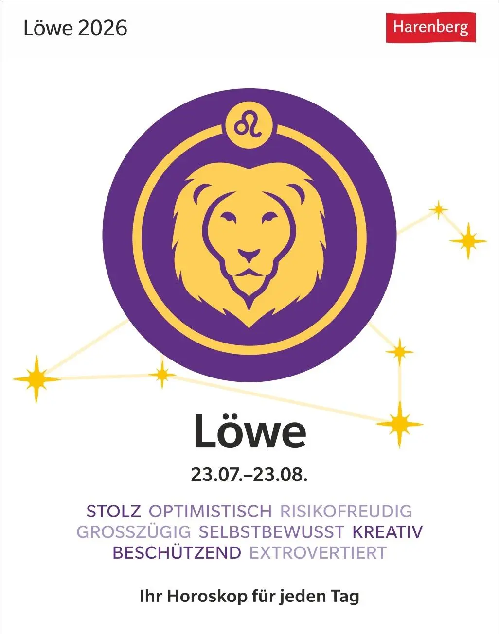 Cover: 9783840035944 | Löwe Sternzeichenkalender 2026 - Tagesabreißkalender - Ihr Horoskop...