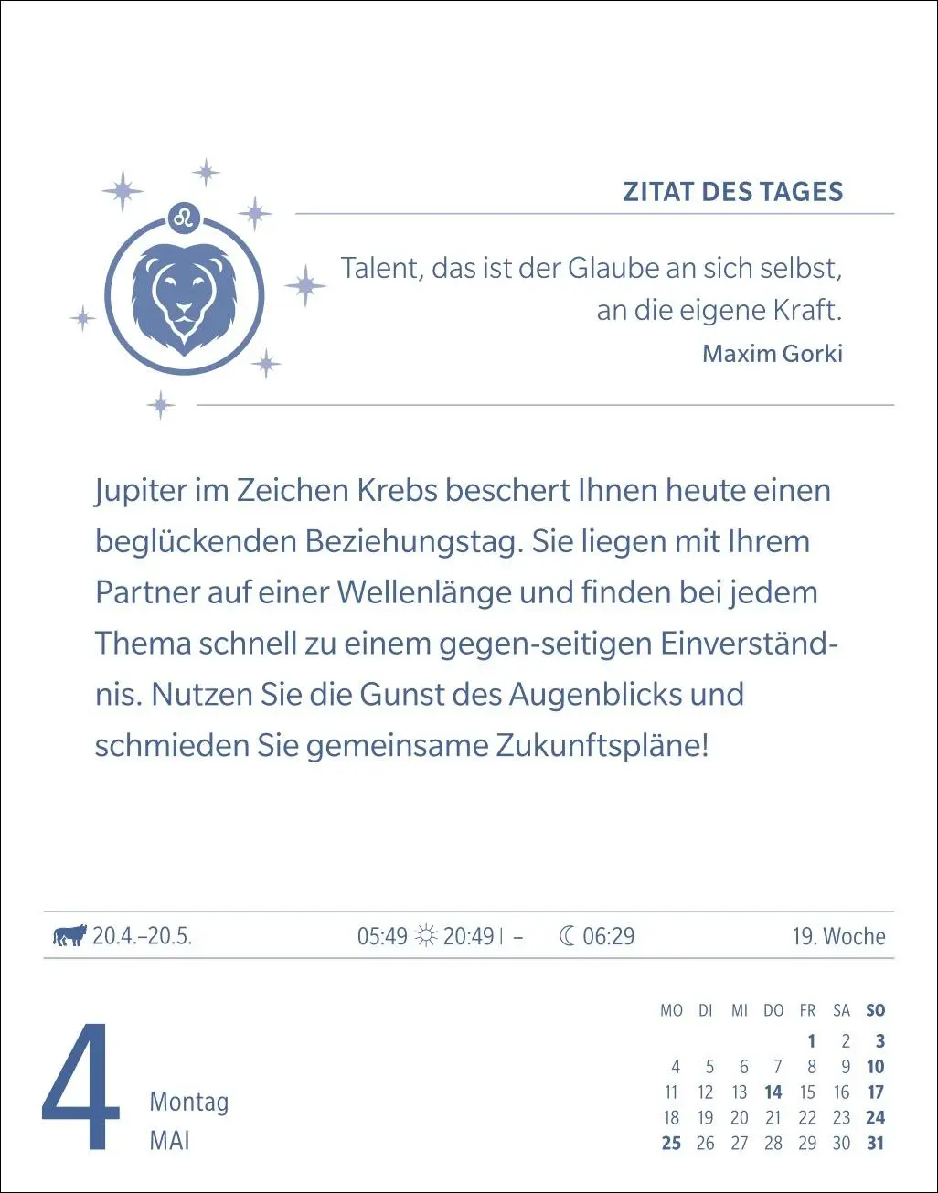 Bild: 9783840035944 | Löwe Sternzeichenkalender 2026 - Tagesabreißkalender - Ihr Horoskop...