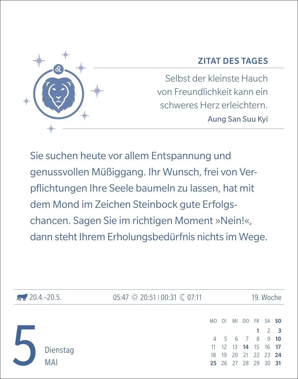 Bild: 9783840035944 | Löwe Sternzeichenkalender 2026 - Tagesabreißkalender - Ihr Horoskop...