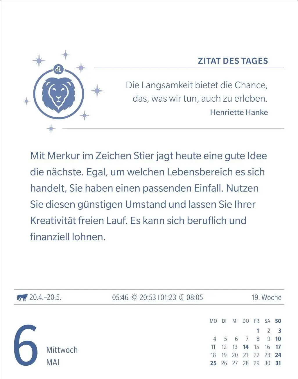 Bild: 9783840035944 | Löwe Sternzeichenkalender 2026 - Tagesabreißkalender - Ihr Horoskop...