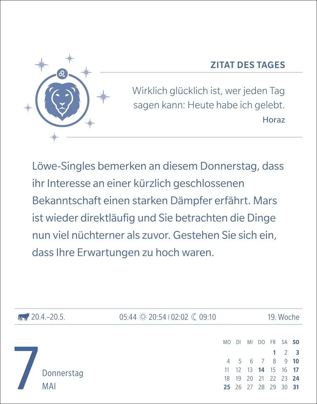 Bild: 9783840035944 | Löwe Sternzeichenkalender 2026 - Tagesabreißkalender - Ihr Horoskop...