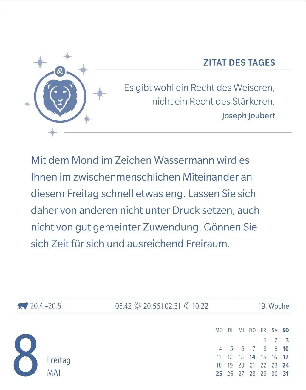 Bild: 9783840035944 | Löwe Sternzeichenkalender 2026 - Tagesabreißkalender - Ihr Horoskop...