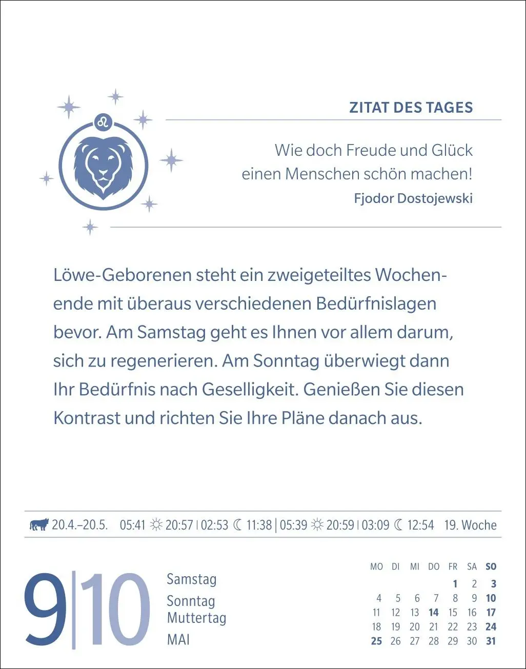 Bild: 9783840035944 | Löwe Sternzeichenkalender 2026 - Tagesabreißkalender - Ihr Horoskop...