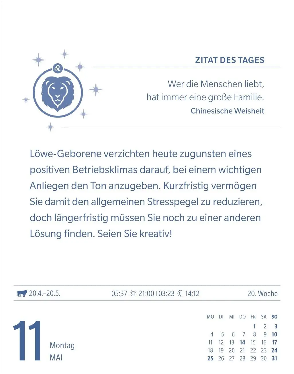 Bild: 9783840035944 | Löwe Sternzeichenkalender 2026 - Tagesabreißkalender - Ihr Horoskop...