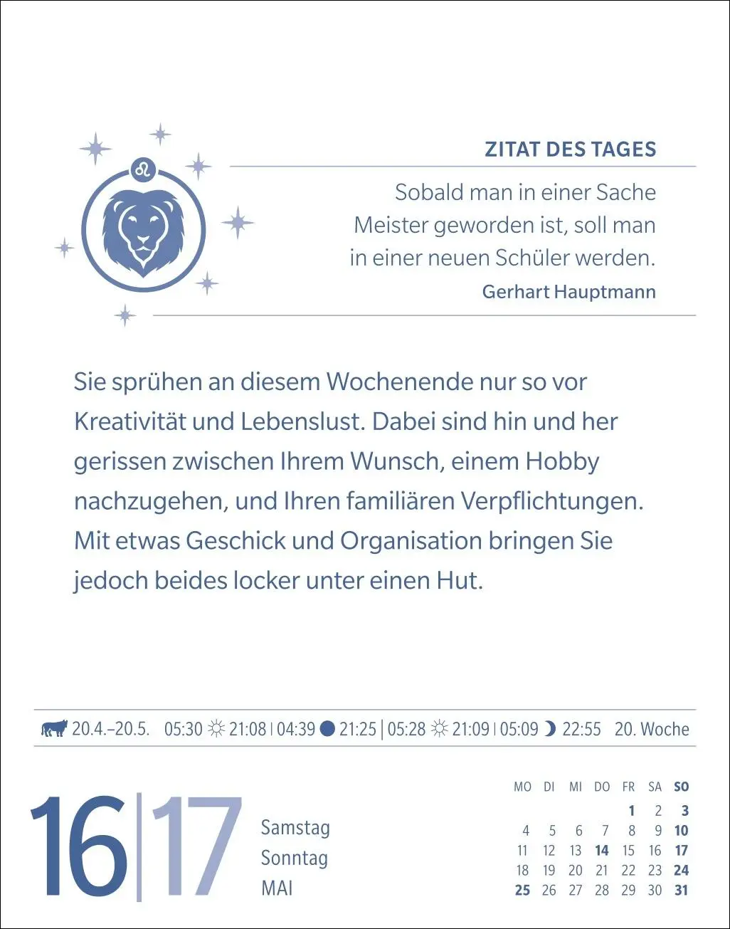 Bild: 9783840035944 | Löwe Sternzeichenkalender 2026 - Tagesabreißkalender - Ihr Horoskop...