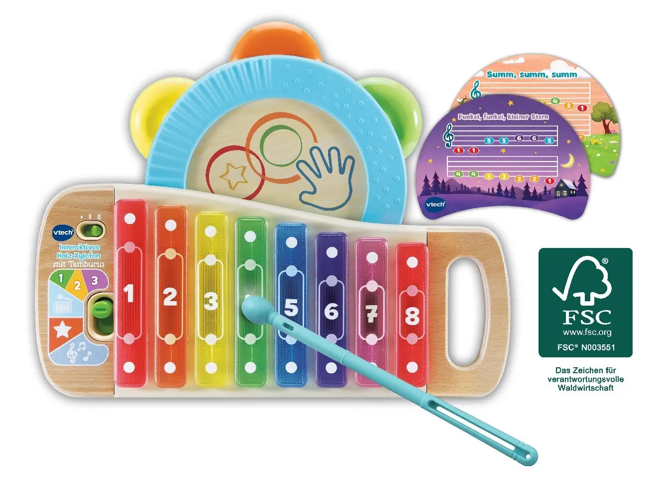 Cover: 3417766156044 | Interaktives Holz-Xylofon mit Tamburin | 80-615604 | 2022 | Vtech