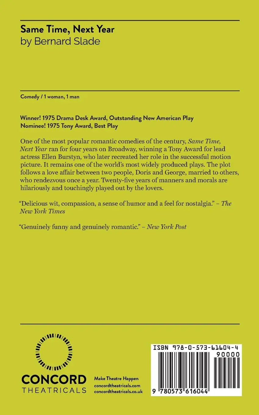Rückseite: 9780573616044 | Same Time, Next Year | Bernard Slade | Taschenbuch | Englisch | 2011