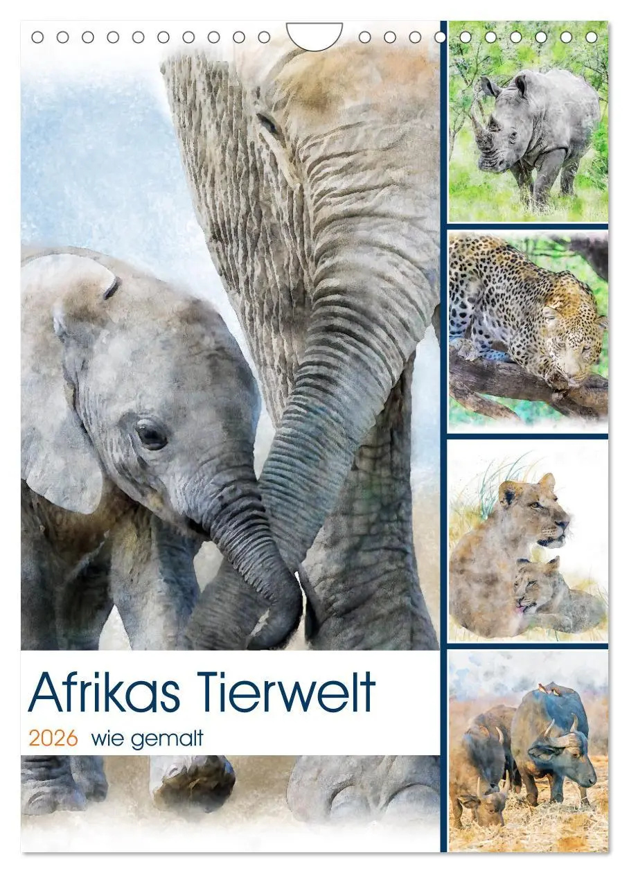 Cover: 9783516366044 | Afrikas Tierwelt - wie gemalt (Wandkalender 2026 DIN A4 hoch),...