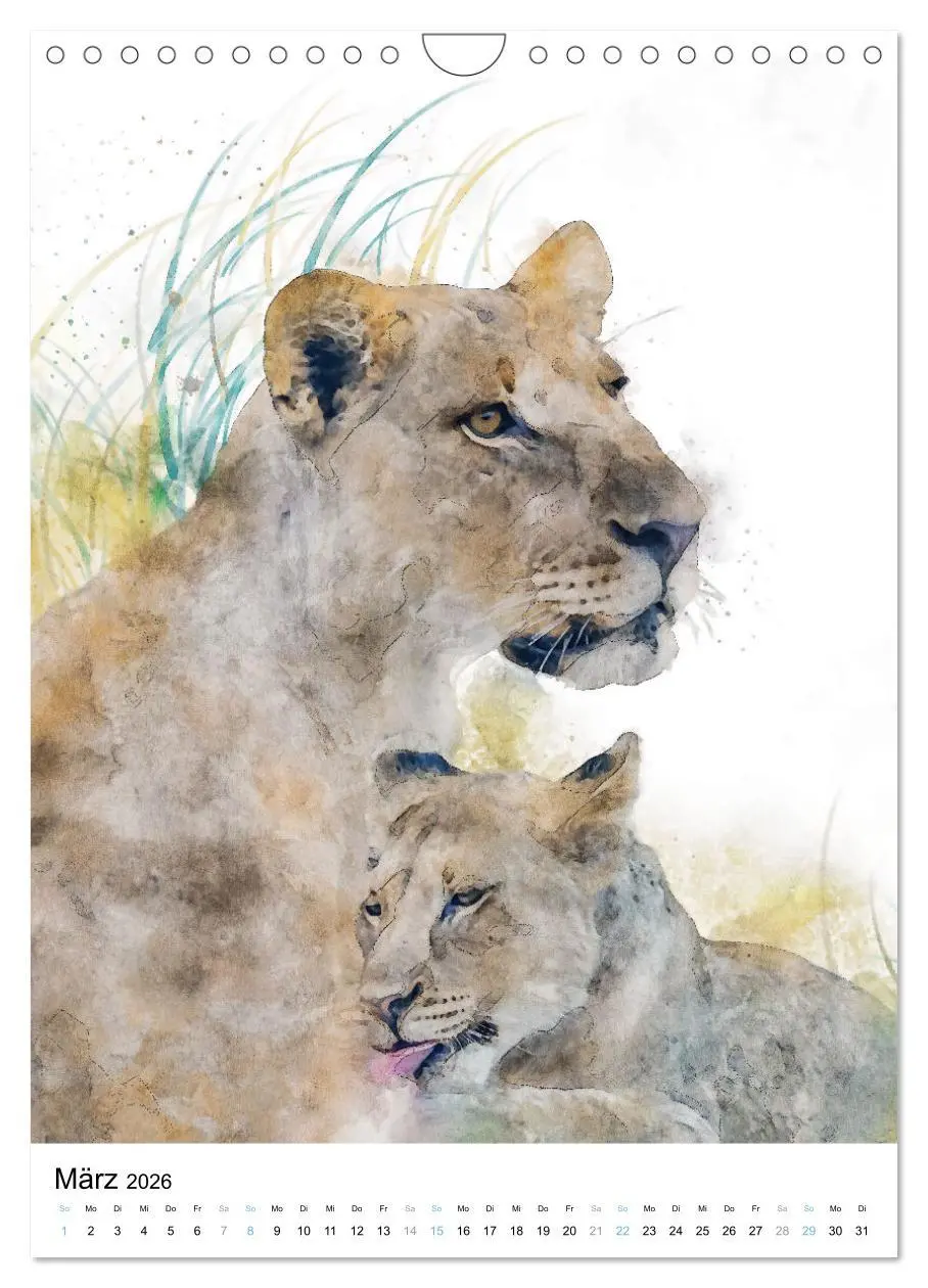 Bild: 9783516366044 | Afrikas Tierwelt - wie gemalt (Wandkalender 2026 DIN A4 hoch),...