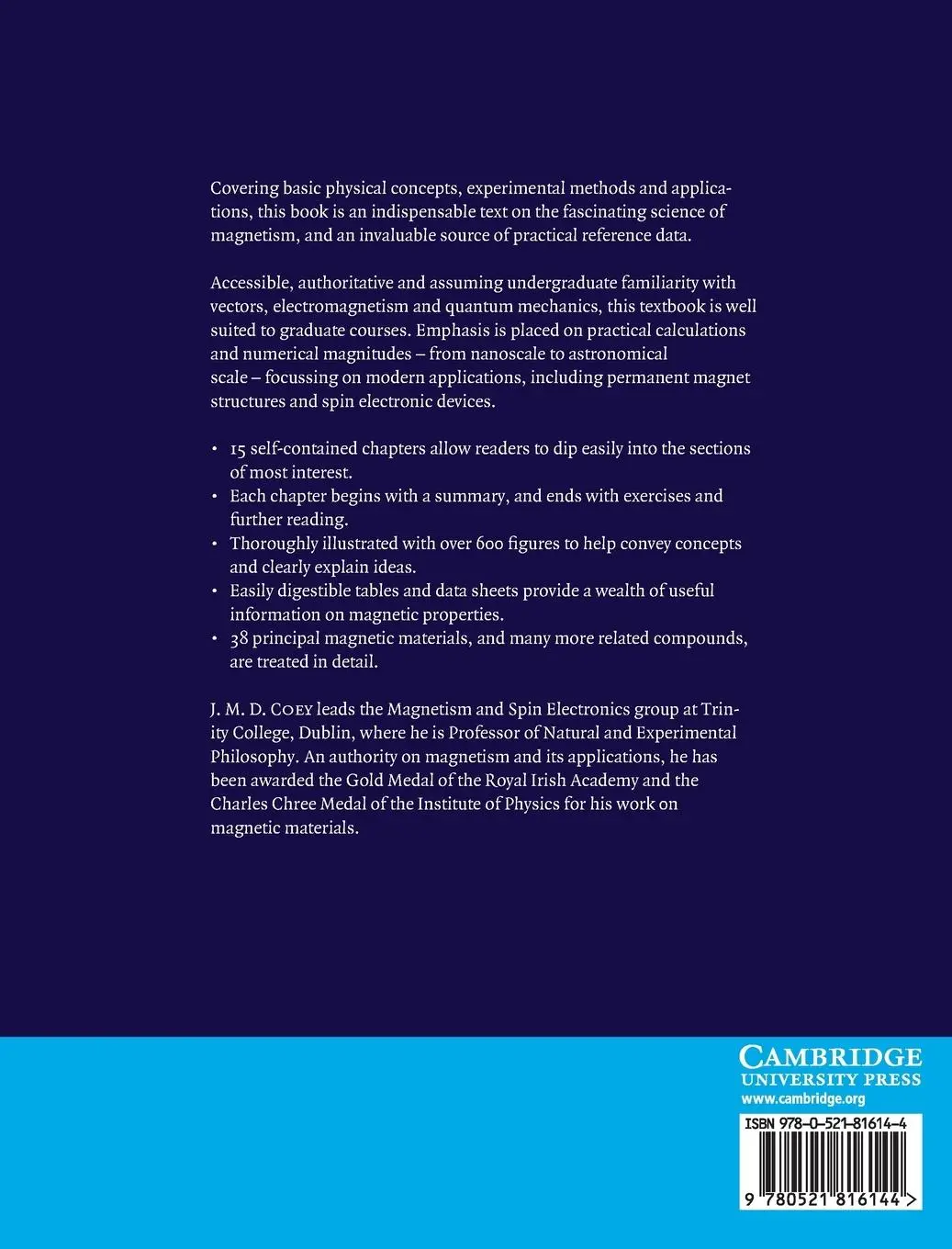 Rückseite: 9780521816144 | Magnetism and Magnetic Materials | J. M. D. Coey | Buch | Englisch
