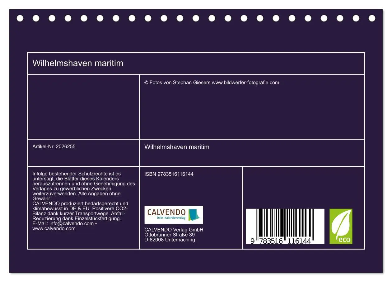 Bild: 9783516116144 | Wilhelmshaven maritim (Tischkalender 2026 DIN A5 quer), CALVENDO...